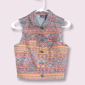 Material Girl Aztec Denim Vest